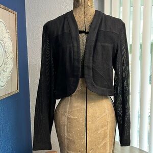 VTG MZM SPORT CROPPED LINEN & KNIT JACKET TOP